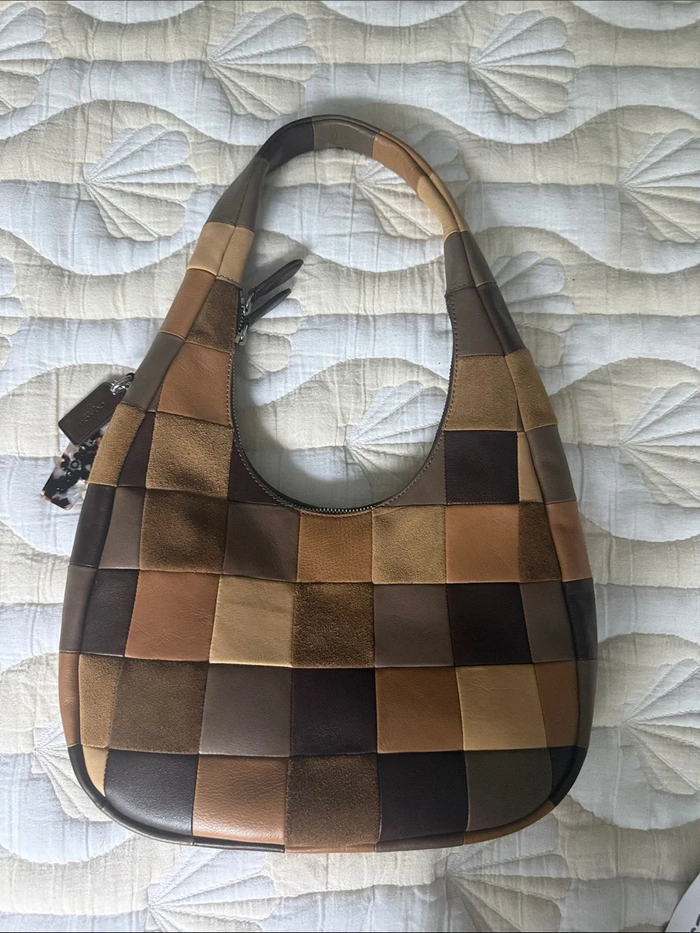 Coachtopia Alter/Ego Crescent Shoulder Bag Large Patchwork Brown Multi Leather